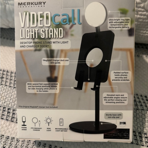 Mercury Innovations Video Call Light Stand Desktop Photo Stand W/Light NWT - Picture 2 of 9